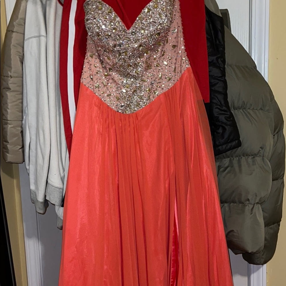 Coral sweetheart neckline elegant gown